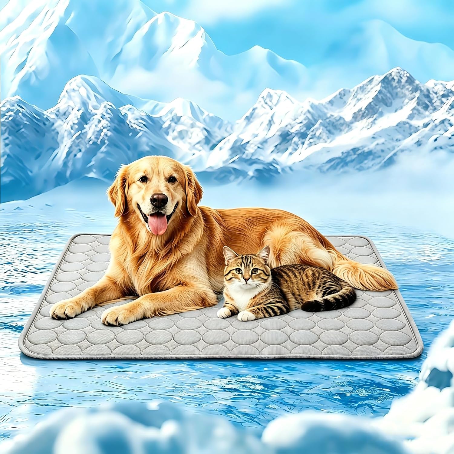 Cooling Mat for Dogs, Arc-Chill Q-Max>0.4 Washable Breathable Pad | Dog Cooling Mat with Non-Slip Base, Non-Toxic Foldable Pad, Fast Heat Release for Indoor Outdoor Car Summer Use